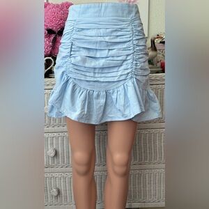 Princess Polly Skort high waisted Cotton ruched & ruffled in blue Size 6